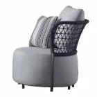 Garden Armchair Upholstered in Water-repellent Rubber with Mesh Backrest - Orosei Viadurini