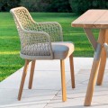 Modern garden armchair in solid iroko wood, Emma by Varaschin