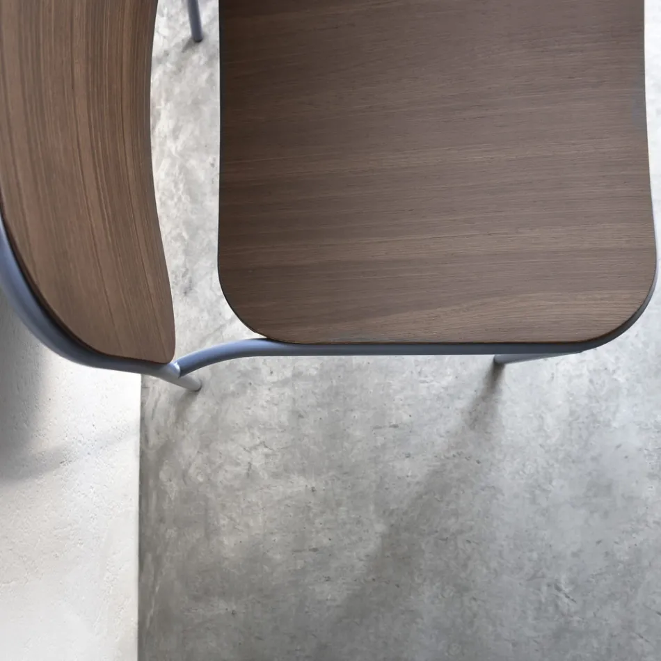 Living Room Armchair in Wood and Metal Made in Italy 2 Pieces - Saffia Viadurini