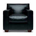 Leather Lounge Chair with Walnut Feet Made in Italy - Alessandria