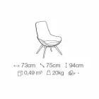 Living Room Armchair in Leather and Fabric with Wooden Base Made in Italy - Ama Viadurini