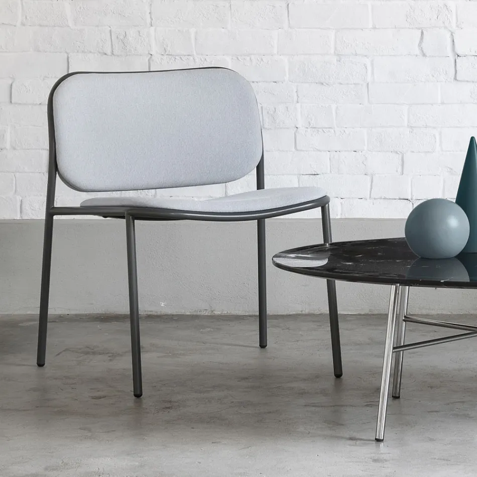 Living Room Armchair in Fabric and Metal Made in Italy 2 Pieces - Sangria Viadurini