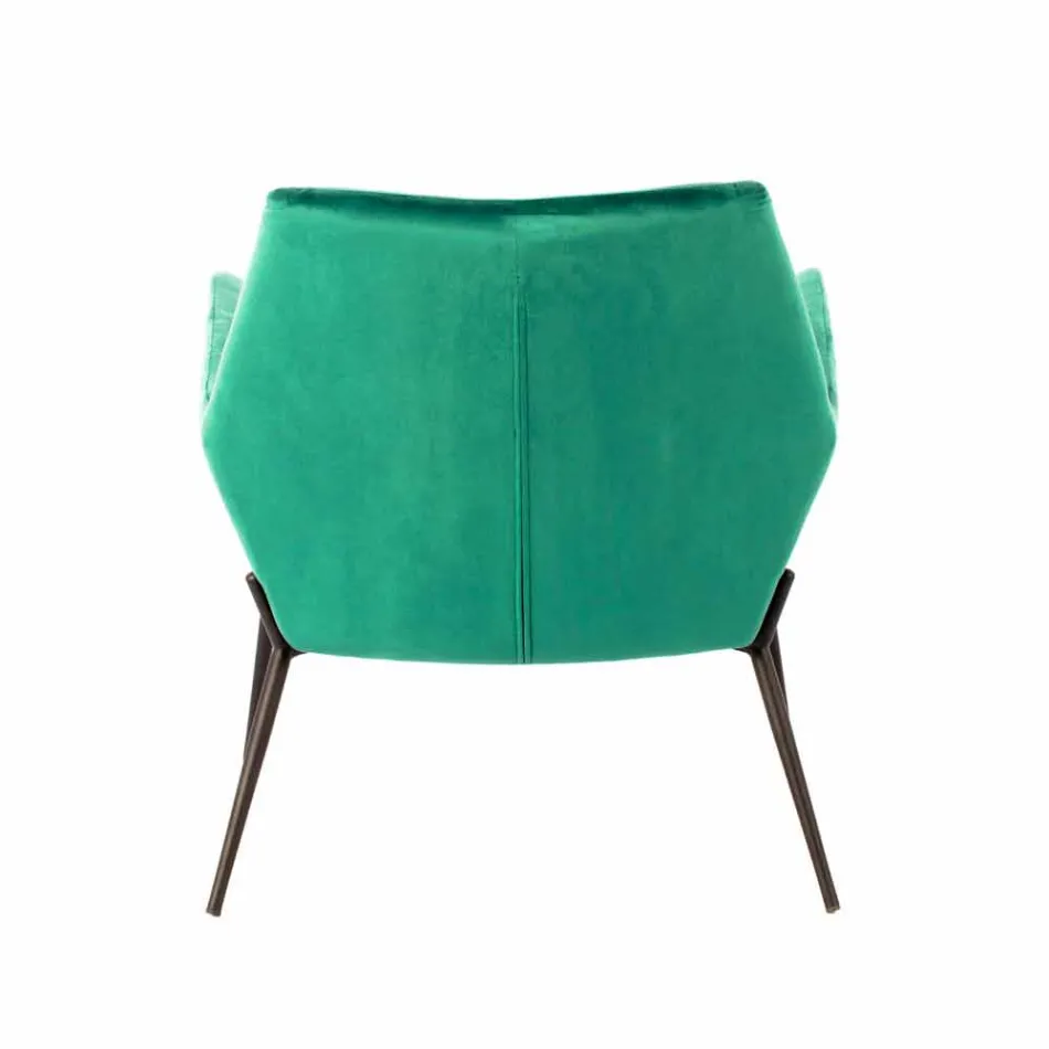 Modern Lounge Chair in Petrol Green Velvet and Black Metal - Toned Viadurini