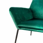 Modern Lounge Chair in Petrol Green Velvet and Black Metal - Toned Viadurini