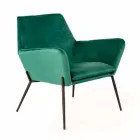 Modern Lounge Chair in Petrol Green Velvet and Black Metal - Toned Viadurini