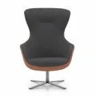 Swivel Living Room Armchair in Leather and Metal Made in Italy - Butterfly Viadurini