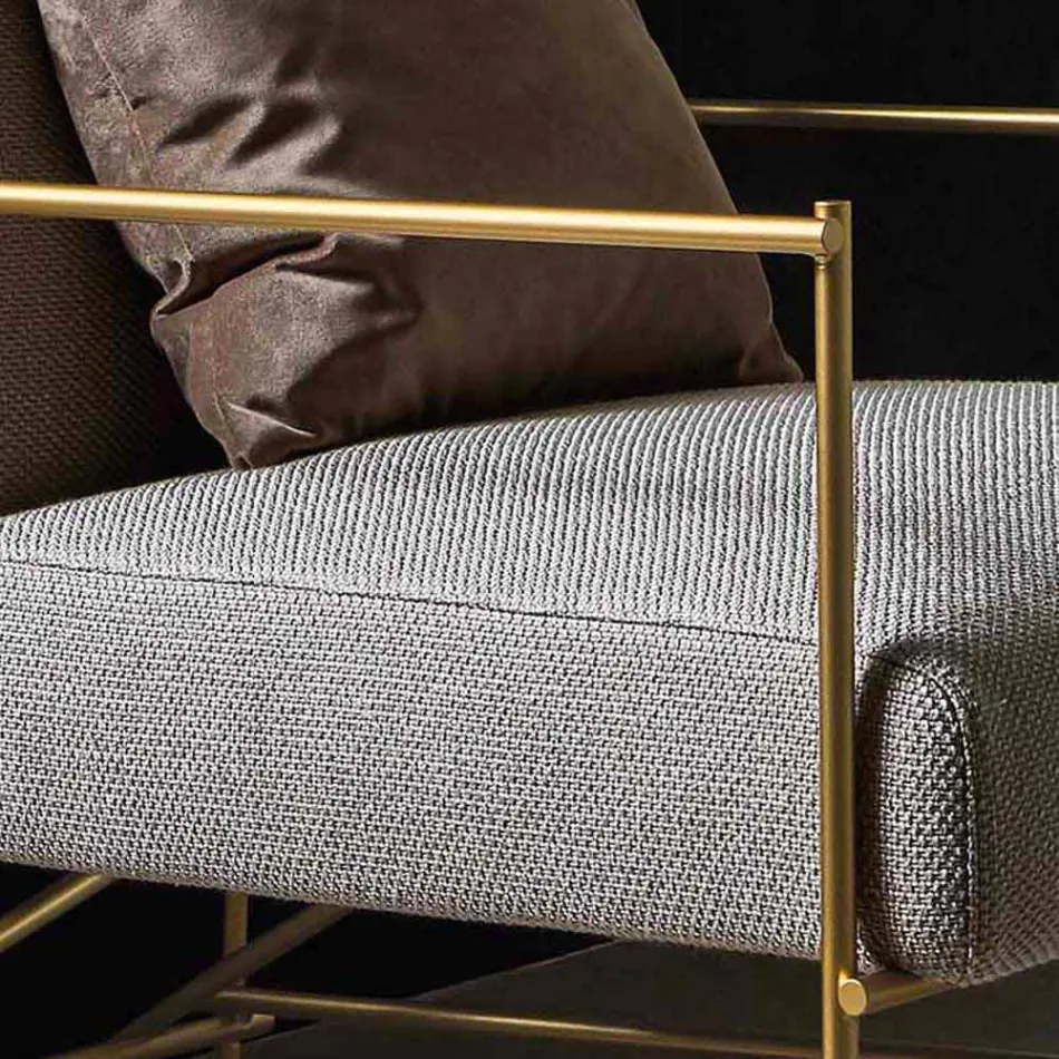 Fabric Living Room Armchair with Metal Structure Made in Italy - Manila Viadurini