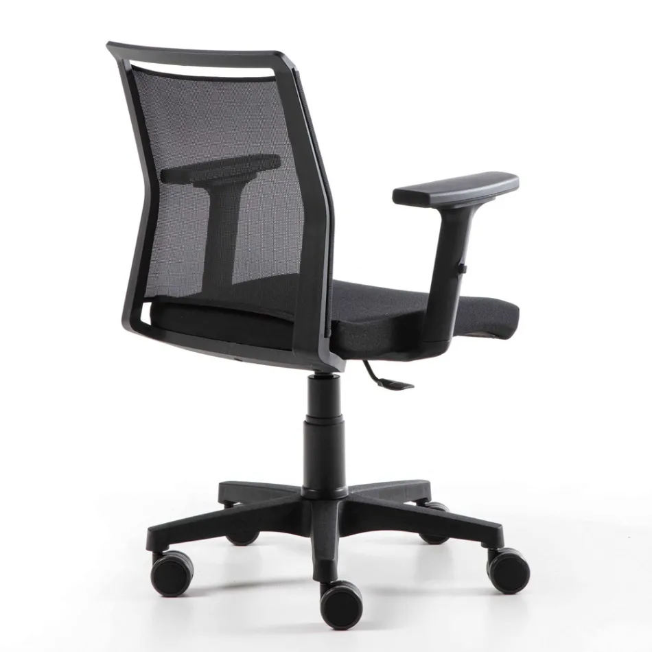 Swivel Office Armchair in Technical Fabric and Black Mesh - Daria Viadurini