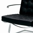 Leather Office Armchair with Steel Structure Made in Italy - Speranza Viadurini