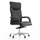 Presidential Office Chair with Black Faux Leather Wheels - Tomomi Viadurini