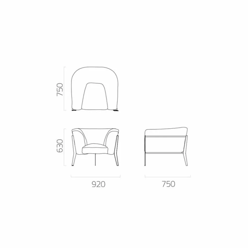 Modern and Made in Italy Design Armchair for Outdoor or Indoor - Carminio1 Viadurini