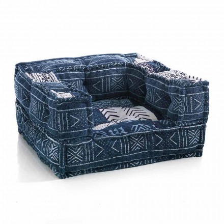 Ethnic Lounge Armchair in Patchwork Fabric and Velvet - Fiber Viadurini