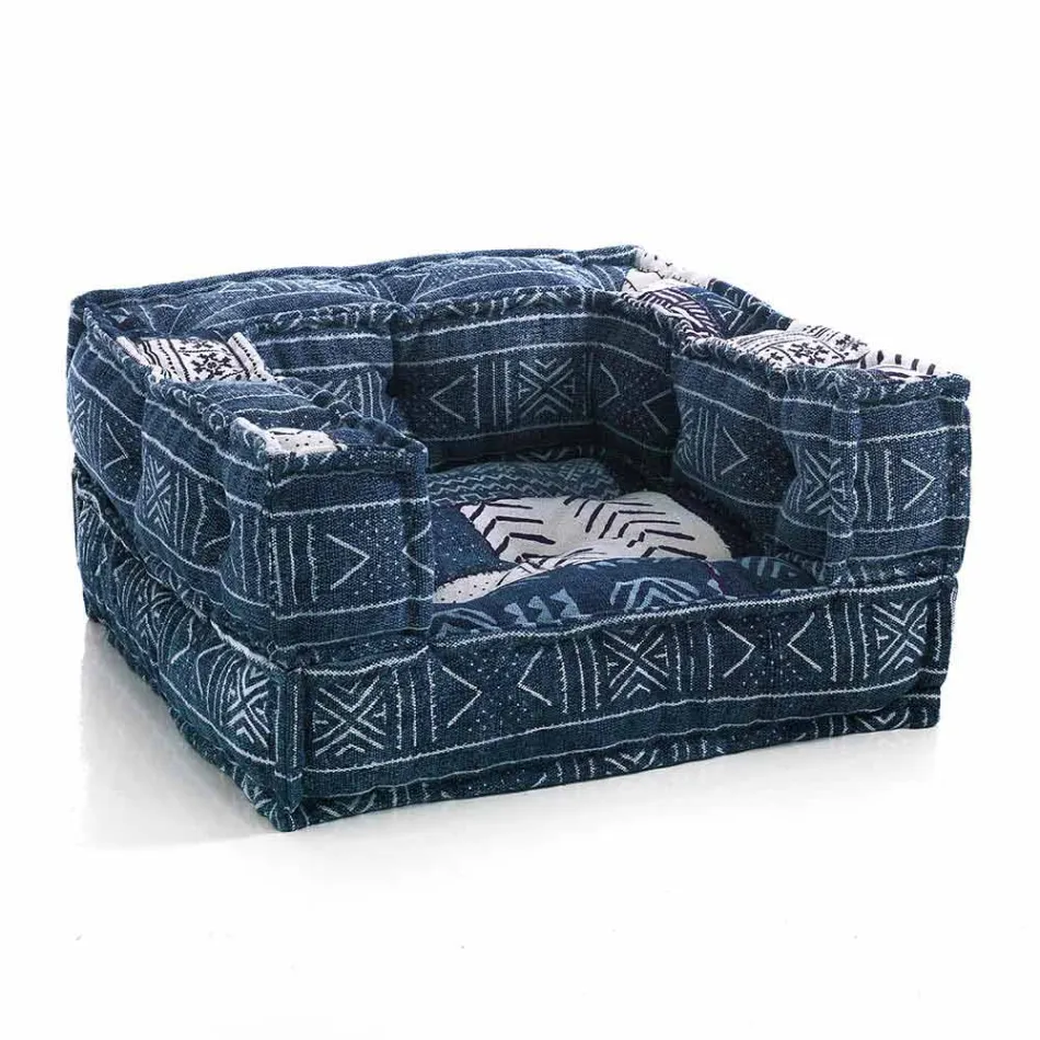 Ethnic Lounge Armchair in Patchwork Fabric and Velvet - Fiber Viadurini