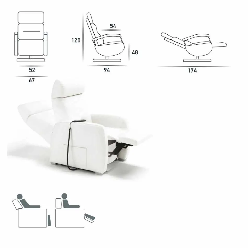 Dual motor swivel armchair Cassia, modern design made in Italy Viadurini