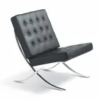 Eco-leather armchair with buttons and Morella chrome frame Viadurini