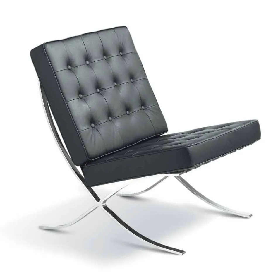 Eco-leather armchair with buttons and Morella chrome frame Viadurini