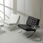 Eco-leather armchair with buttons and Morella chrome frame Viadurini