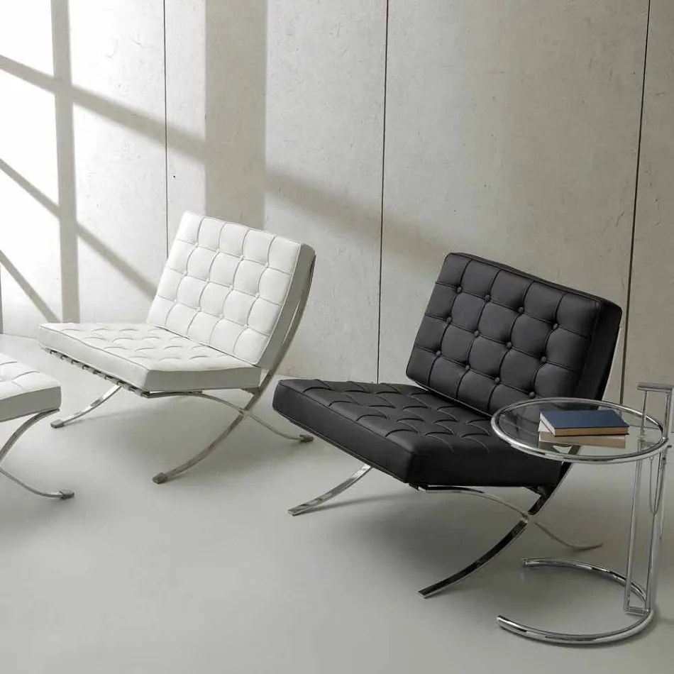 Eco-leather armchair with buttons and Morella chrome frame Viadurini