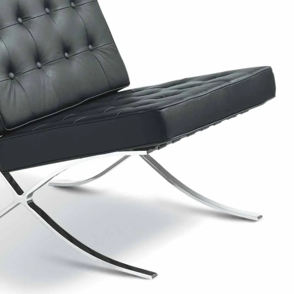 Eco-leather armchair with buttons and Morella chrome frame Viadurini