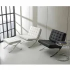 Eco-leather armchair with buttons and Morella chrome frame Viadurini