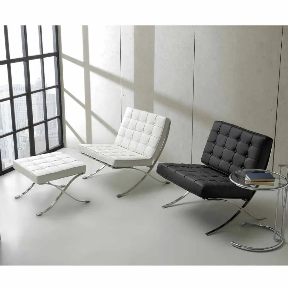 Eco-leather armchair with buttons and Morella chrome frame Viadurini