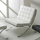 Eco-leather armchair with buttons and Morella chrome frame Viadurini