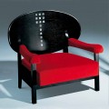 Armchair in Black Stained Ash with Cotton Upholstery Made in Italy - Peleo