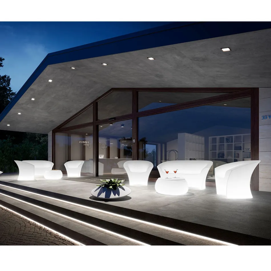 Outdoor Lighted Armchair in Polyethylene with LED Light Made in Italy - Conda Viadurini