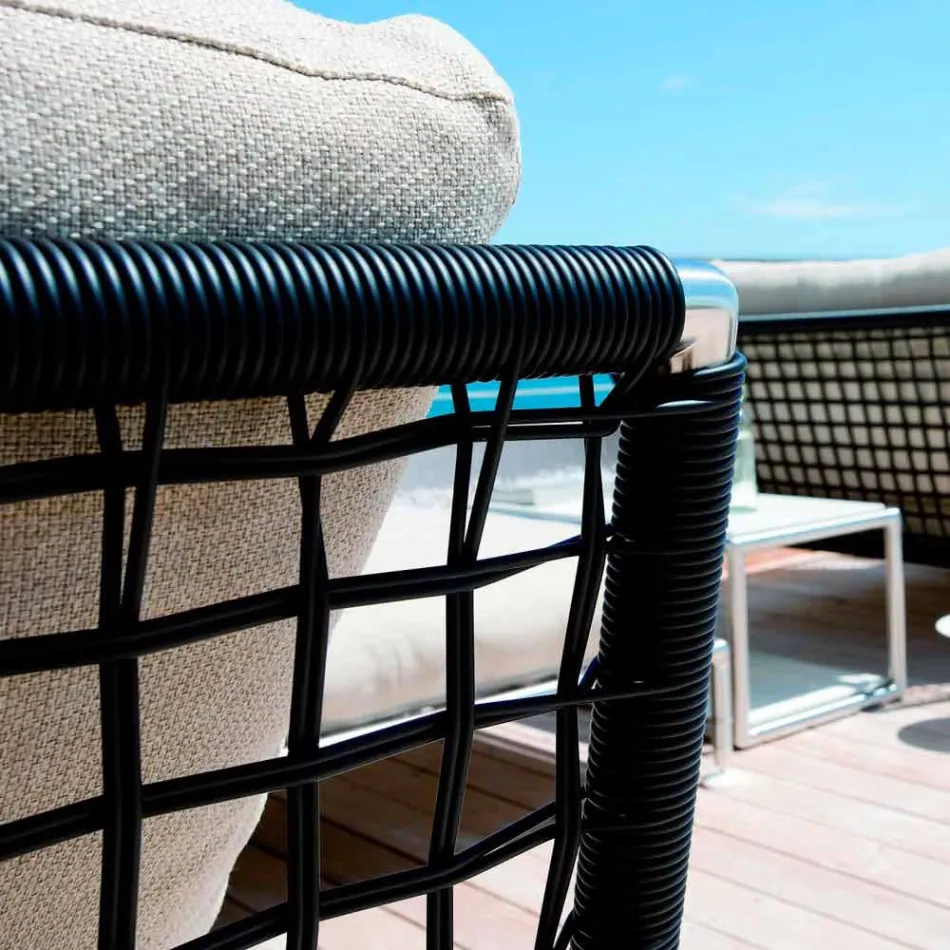 Modern Design Armchair in Steel and Black or White PVC for Outdoor - Ontario2 Viadurini