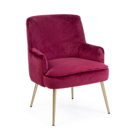 Modern Armchair in Steel and Velvet Effect Seat 3 Finishes - Matty Viadurini
