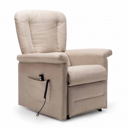 2 Motors Lift Relax Reclining Armchair with Wheels Made in Italy - Isabelle Viadurini