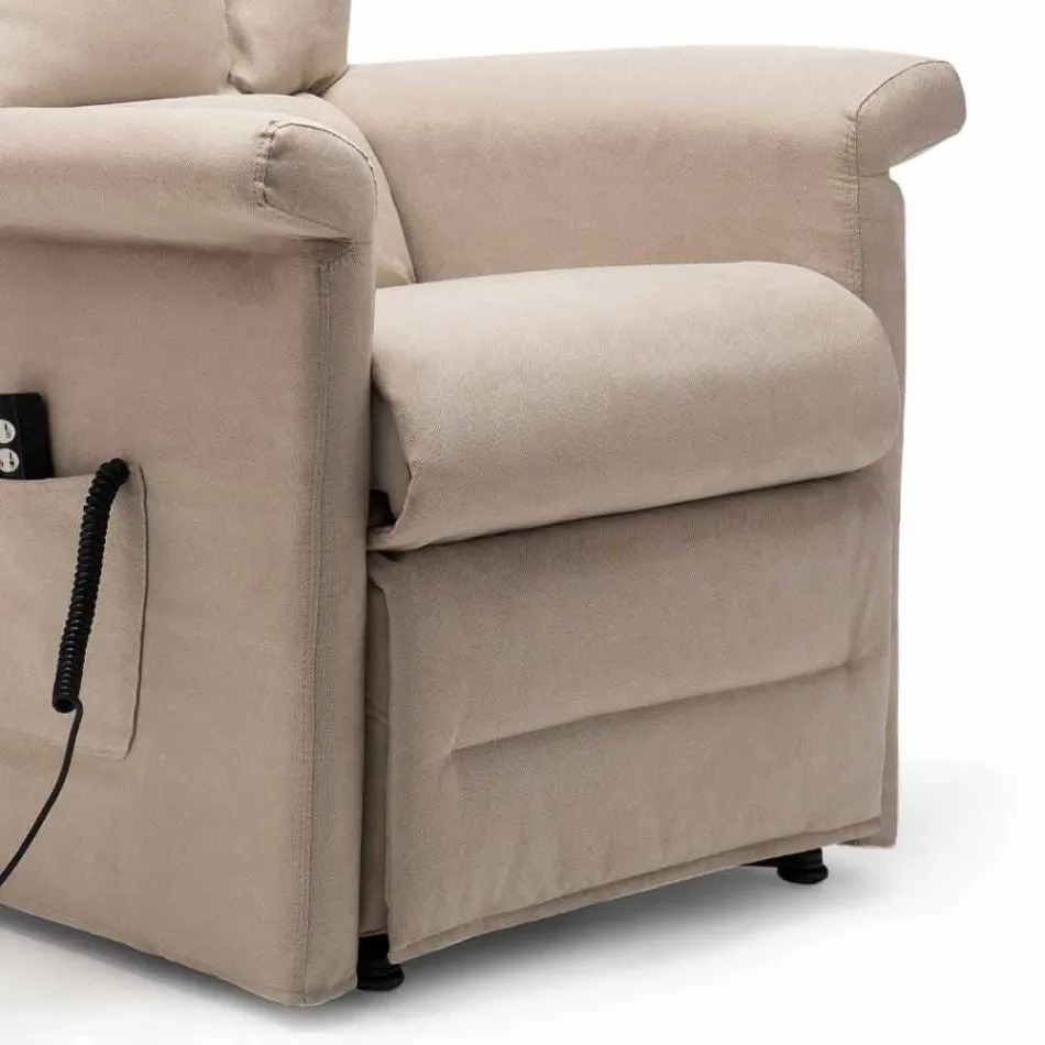 2 Motors Lift Relax Reclining Armchair with Wheels Made in Italy - Isabelle Viadurini