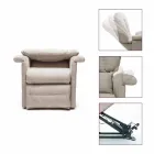 2 Motors Lift Relax Reclining Armchair with Wheels Made in Italy - Isabelle Viadurini