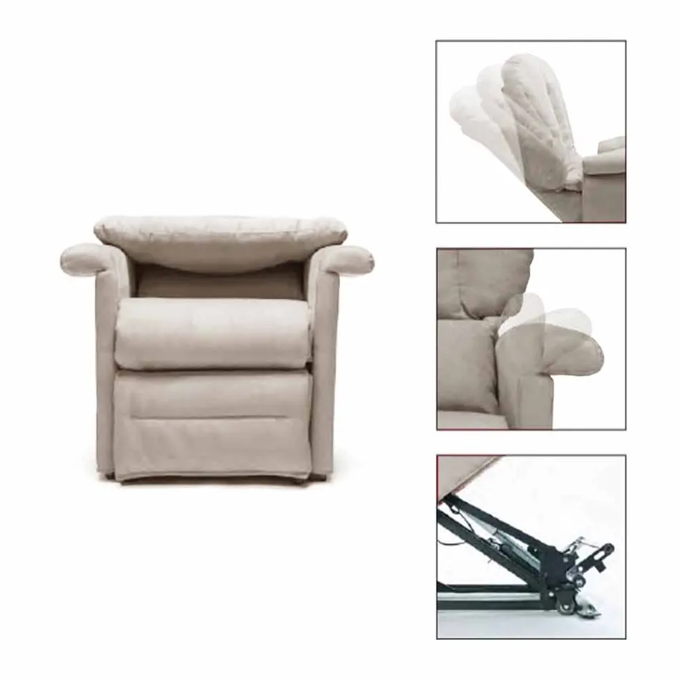 2 Motors Lift Relax Reclining Armchair with Wheels Made in Italy - Isabelle Viadurini