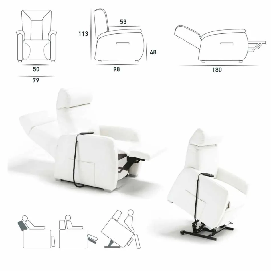 Rose design relaxing armchair with 2 motors, made in Italy Viadurini