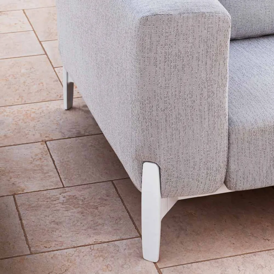 Relaxing Garden Armchair in Aluminum and Fabric, Design in 3 Finishes - Filomena Viadurini