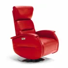 Motorized swivel relax armchair in Gemma fabric / leather / eco-leather Viadurini