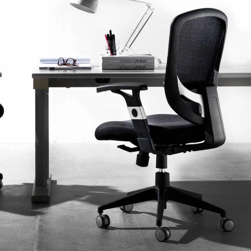 Semidirectional and Operational Modern Swivel Armchair in Black Reta - Simona Viadurini