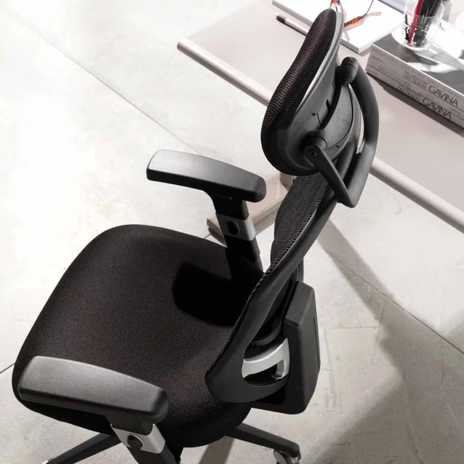 Semidirectional and Operational Modern Swivel Armchair in Black Reta - Simona Viadurini