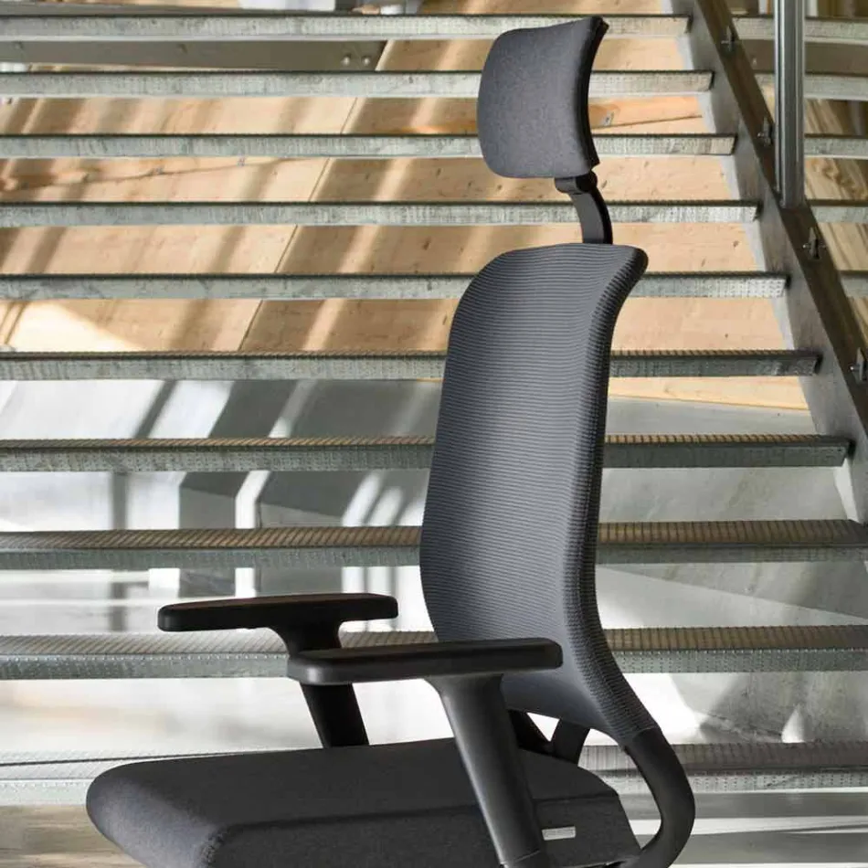 Ecological Swivel Ergonomic Design Office Armchair with Headrest - Meliva Viadurini