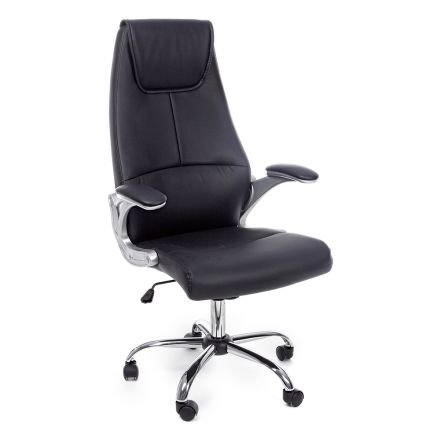 Ergonomic Office Chair Steel and Black or Brown Leatherette - Matilda Viadurini