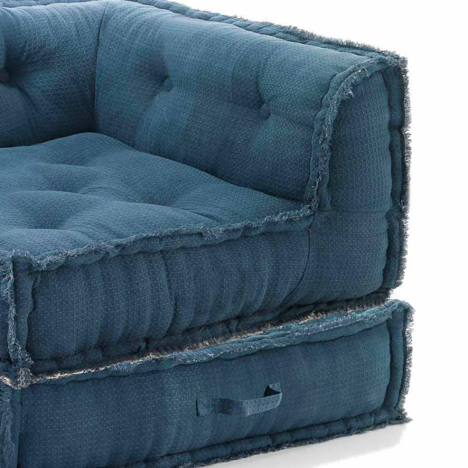 Corner Chaise Longue armchair in Gray, Green or Blue Cotton - Fiber Viadurini