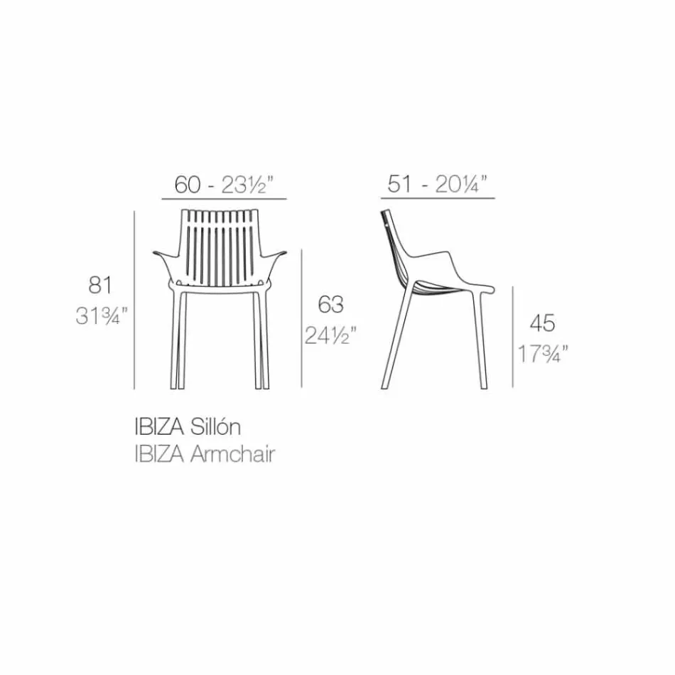 Outdoor Stackable Plastic Dining Armchair 4 Pieces - Ibiza by Vondom Viadurini