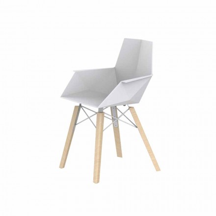 Design Living Room Armchair in Polypropylene and Wood - Faz Wood by Vondom Viadurini