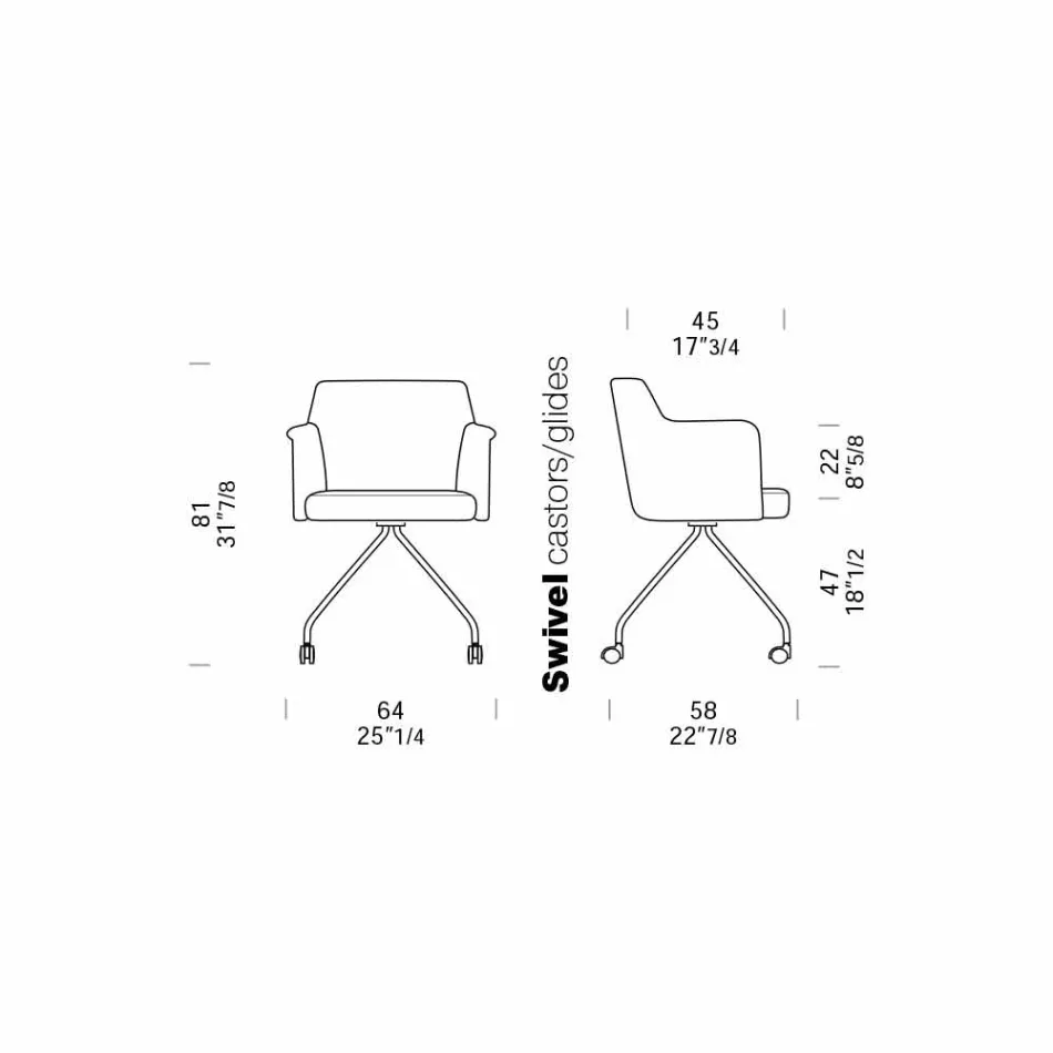 Swivel Office Armchair with Wheels and Armrests Made in Italy - Felix Viadurini