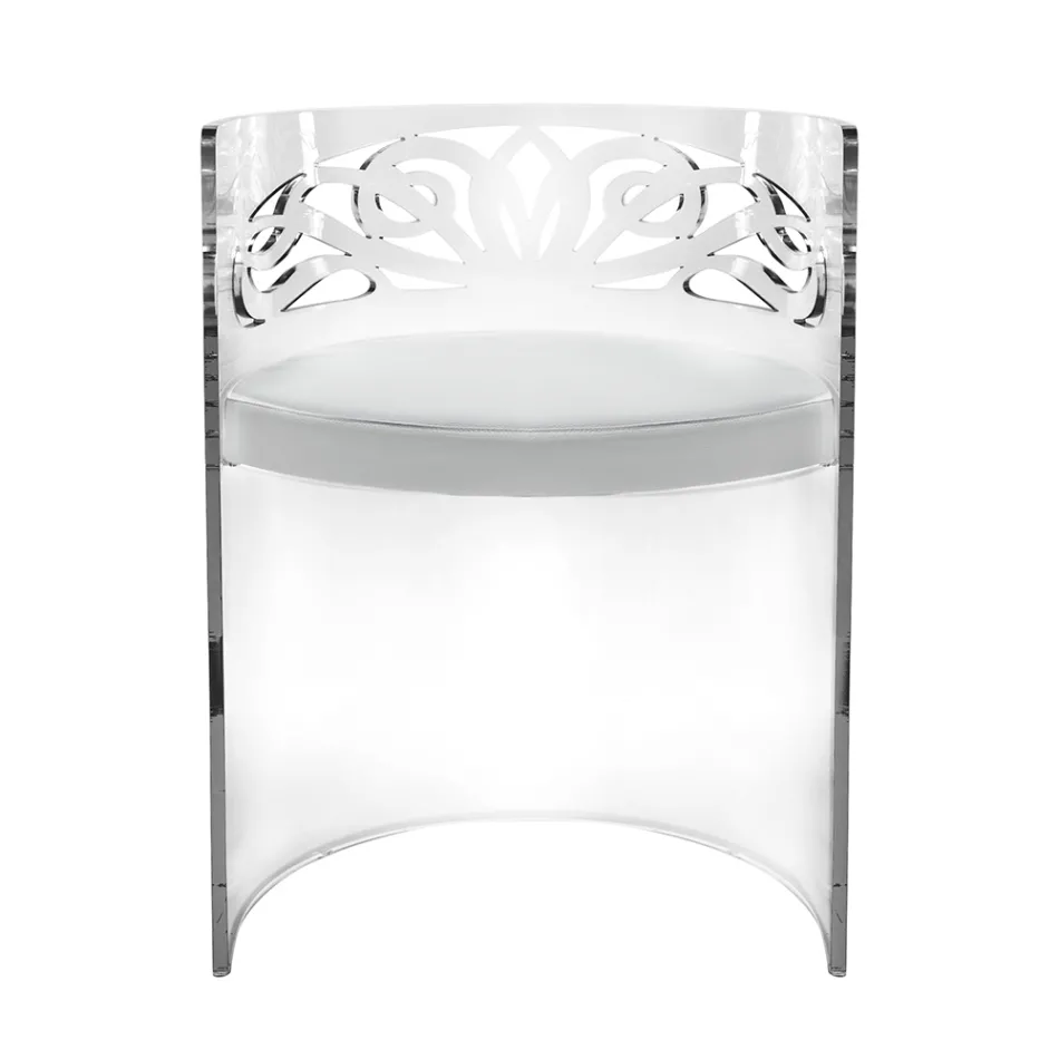 Transparent Plexiglass Armchair with Padded Seat Made in Italy - Caelia Viadurini