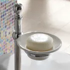 Floor Towel Holder with Vintage Brass and Ceramic Soap Dish - Rouen Viadurini