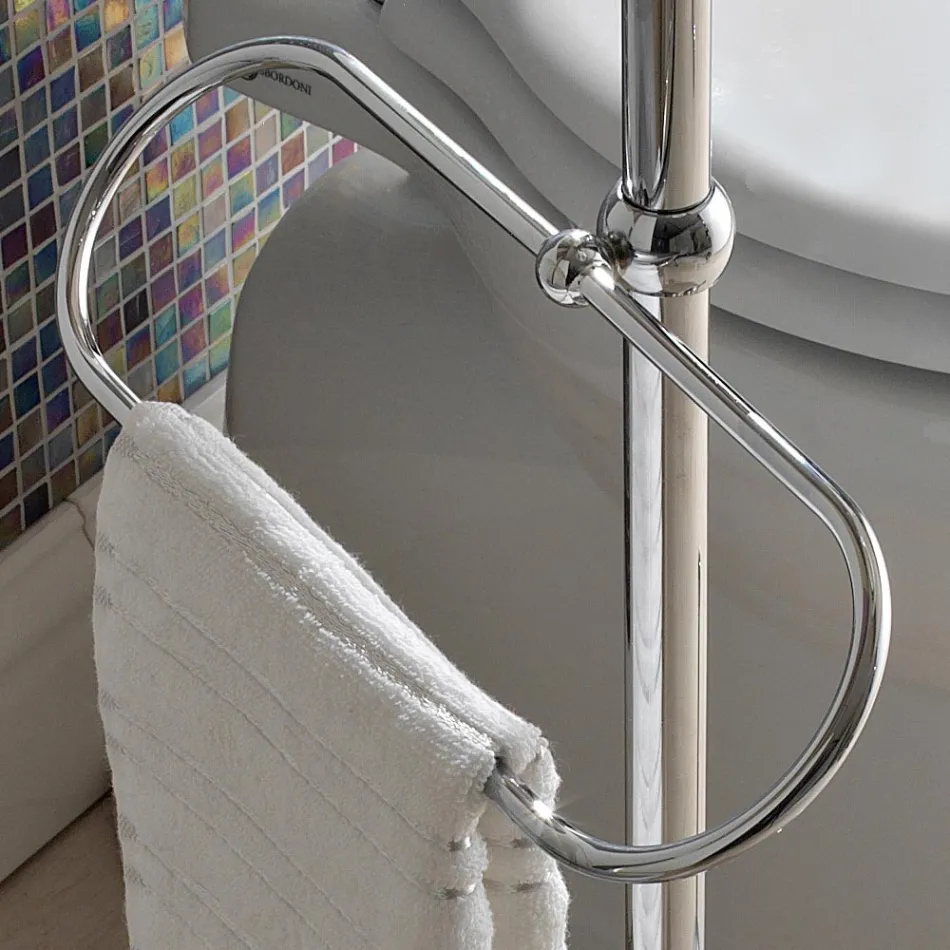 Floor Towel Holder with Vintage Brass and Ceramic Soap Dish - Rouen Viadurini