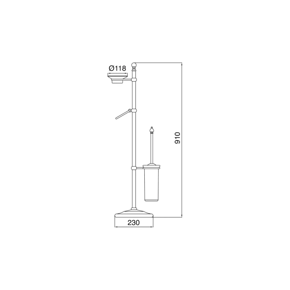 Floor Towel Holder with Vintage Brass and Ceramic Soap Dish - Rouen Viadurini