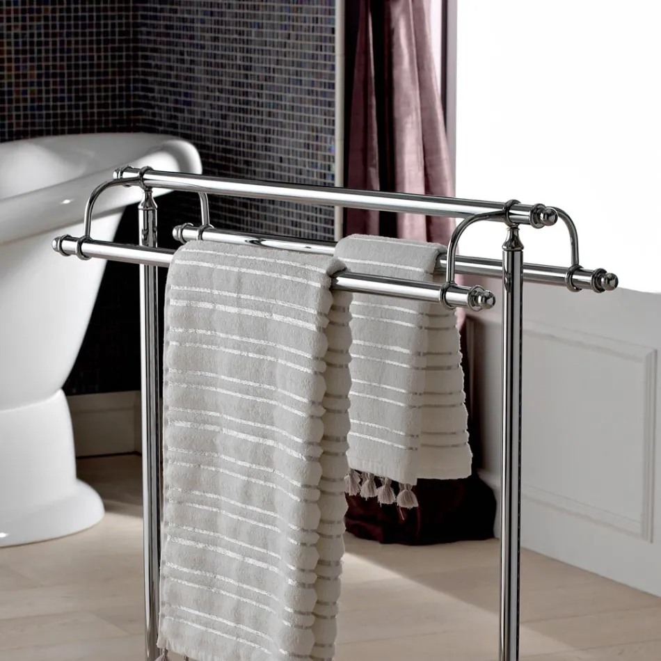 Brass Floor Towel Holder Vintage Style Made in Italy - Umaima Viadurini